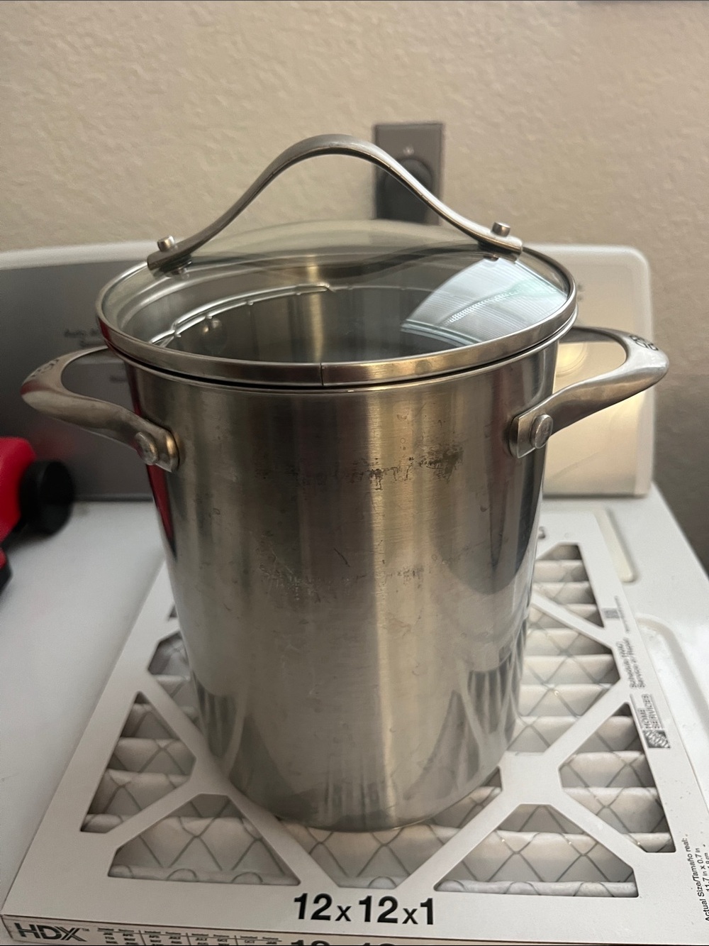 Calphalon Stainless Steel Asparagus / multi cook Pot with Glass Lid - Silver